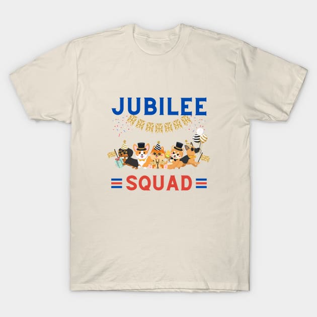 Jubilee Squad | Queen's Platinum Jubilee Party Pups T-Shirt by Auraya Studio